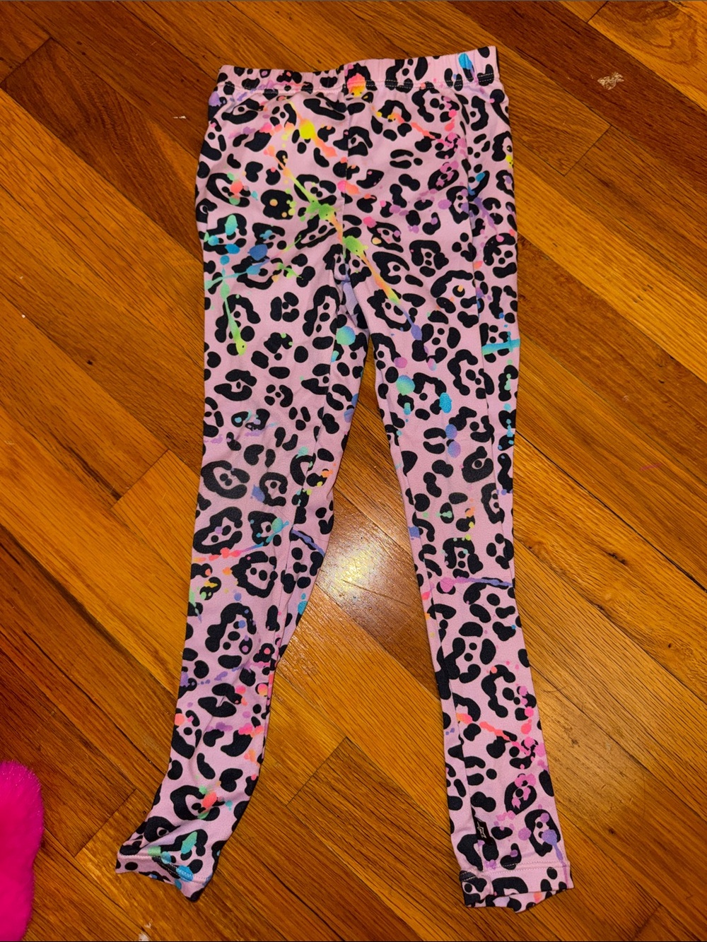 PixieLane Girls' Pink Leopard Print Leggings with Neon Accents